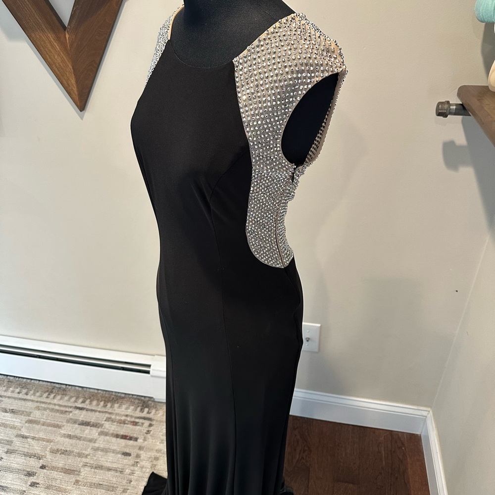 Elegant Black Evening Dress with Silver Accents